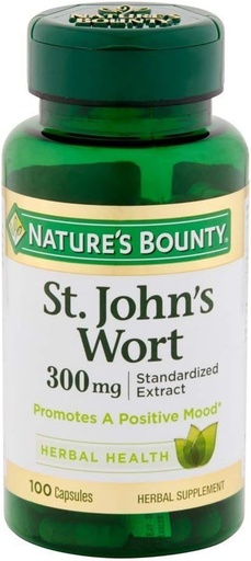 [BRSWIYYOAIDBGGY7] Nature's Bounty St. John's Wort Pills and Herbal Health Supplement, promove un estado de ánimo positivo, 300 mg cápsulas, 100 Conde, Pack de 2