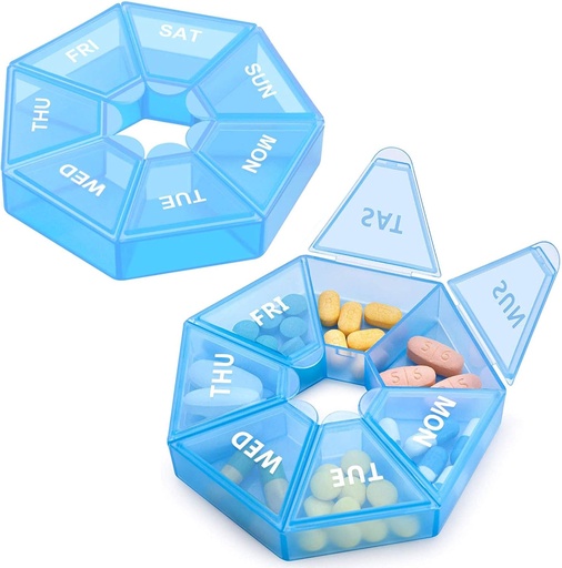 [BRSW2YYQCEORA3IU] Weekly Pill Organizer Large 7 Day Pill Box Organizer Daily Medicine Case for Vitamin Fish Oil Pills Supplements Arthritis Friendly