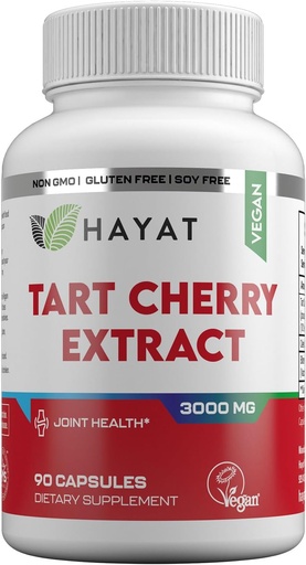 [BRSWYEAPCMBGE3LO] ויטמין HAYAT טבעוני Tart Cherry לחלץ 3000 MG, 3 חודשים אספקה, טפט 10:1 לחלץ, כל טבעי, מוסמך חלל, 90 קפסולות, 90 קפסולות,