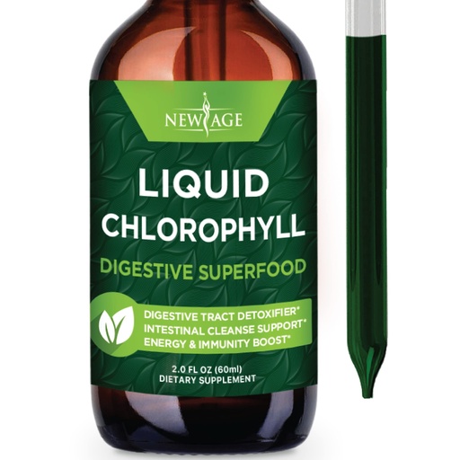 [BRSW2YA5CIAWKEI4] NEW AGE Chlorophyll Liquid Drops - Natural Concentrate – Energy Booster, Digestion and Immune System Supports, Internal Deodorant, Liver Function - (2 Fl Oz (Pack of 1))