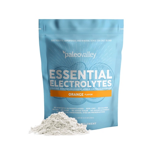 [BRSRMCQTCEBBYYL3] Paleovalley Essential Electrolytes Powder, Orange, Whole Food, 30 Servings | Support Hydration, Energy and Muscle Recovery, No Sugar Added, With Sea Salt and Coconut Water, Naturally Flavored, Non-GMO