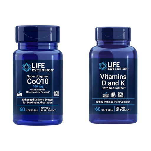 [BRSROAIKCMFBYE36] Life Extension Super Ubiquinol CoQ10 with Enhanced Mitochondrial Support & Vitamins D and K with Sea-Iodine, Vitamin D3