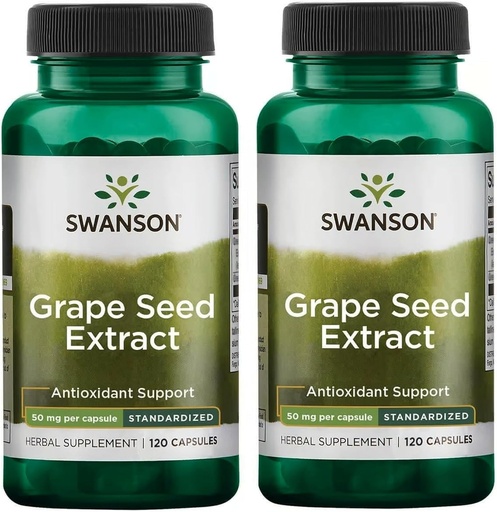 [BRSWGAAKDECAMCQ3] Swanson Grape Seed Extract (Standardized) 50 Milligram 120 Kapsler (2 Pack)
