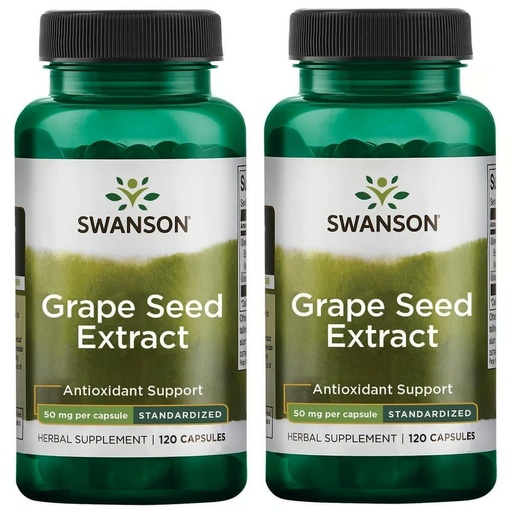 [BRSWGAAKDECAMCQ3] Swanson Grape Seed Extract (Standardized) 50 Milligrams 120 Capsules (2 Pack)