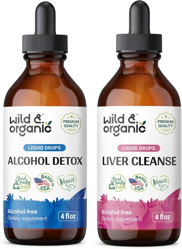 [BRSRAGAKBMFR6G35] Wild & Organic Alcohol Detox Tincture 4 fl oz & Liver Cleanse Tincture 4 fl oz
