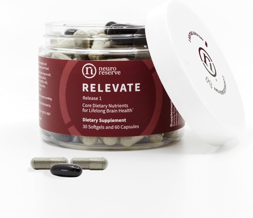 [BRSWYCYROEPQOYL6] RELEVATE Brain Health Addition; Памет, фокус, енергия, сън, очи и здрави стареене; Доктор Формулиран; Quercetin, лутеин, магнезиев глицинат, Омега 3 DHA EPA, Витамин B12, B3, D3