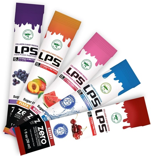 [BRSRMHA5OAHWAETX] Харчові конструкції LPS Liquid Collagen & Whey Protein Supplement - Non-GMO Пит, Sugar-Free - Сприяє здоровій шкірі та волосся для чоловіків і жінок, Single Serve (Variety Box, 30)