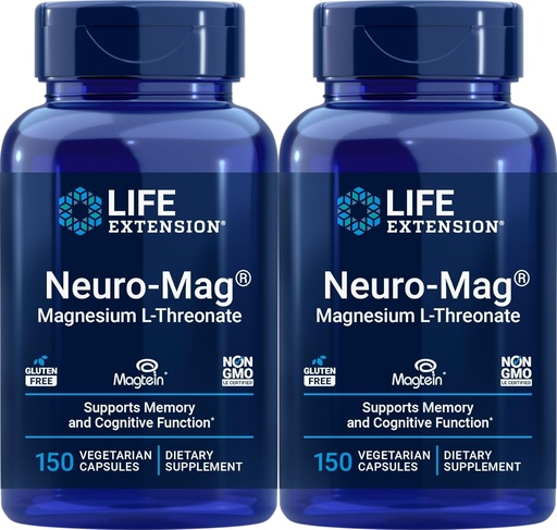 [BRSWYYIHAUFBU2DJ] Life Extension Neuro-Mag 150 Vegetarian Capsules (Pack of 2), Magnesium L-Threonate, Magtein Supplement