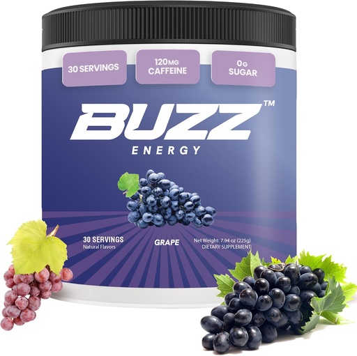[BRSROAYKCUHQIHT4] Morning Buzz Energy Powder Grape Drink - Energy Boost Drink Mix - Sugar-Free Energy with Antioxidants - Morning Kickstart and Sports Nutrition Endurance Product
