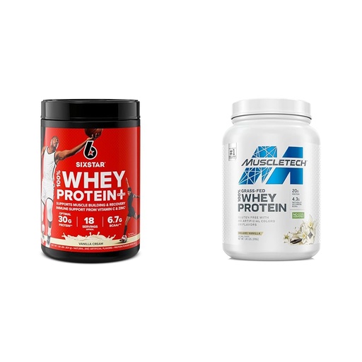 [BRSRAYYYAEFBOAYY] Six Star Elite 100% Whey Protein Plus Vanilla Cream 1.8lbs and MuscleTech Grass Fed Whey Protein Powder Vanilla 20g Protein 1.8 lbs