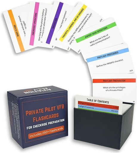 [BRSROGABCEHWKC3P] Private Pilot VFR Flashcards for Checkride & Oral Exam | 260+ VFR Study Cards Covering FAA Aviation Topics, Airspace, Weather, Charts, Systems & More | Ideal for Student Pilots