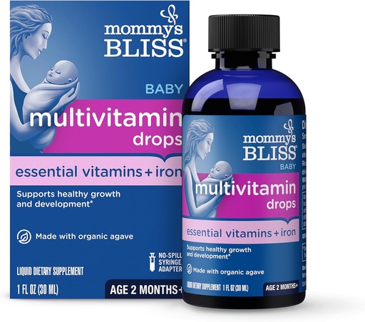 [BRSWYBQYDICBE3LG] Mommy's Bliss Baby Multivitamin + Iron, Daily Essential Vitamins for Immune Support, Healthy Growth & Bone Development*, Ηλικία 2 Μήνες+, 30 ml, Υγρό