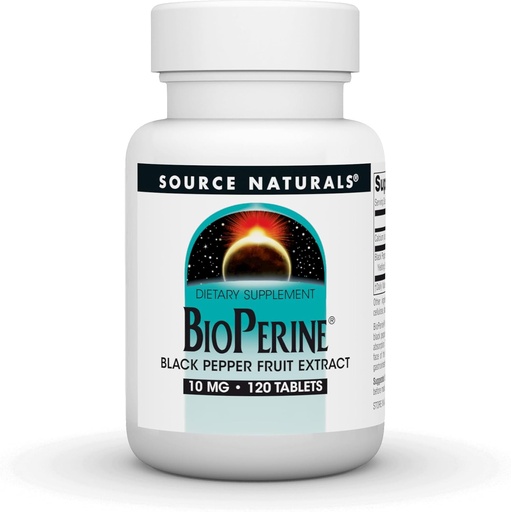 [BRSWGYYTBYORGFLV] Source Naturals BioPerine - Black Pepper Meyvesi, Nutrient Abhidrasyon* 10 mg, 120 Tabletler