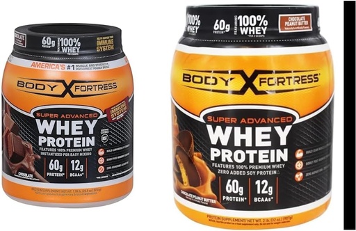 [BRSROAIKCB7RAF33] Body Fortress 100% Whey, Premium Protein Powder, Chocolate, 1.78lbs (Packaging May Vary) & 100% Whey, Premium Protein Powder, Chocolate Peanut Butter, 1.78lbs (Packaging May Vary)