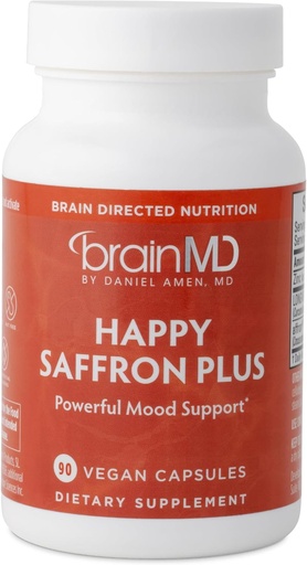 [BRSROH37DEGQYALV] Dr Amen BrainMD Happy Saffron Plus - 90 Capsules, Pack of 2 - With Saffron Flower Extract, Curcumin & Zinc - Vegan, Gluten Free - 60 Total Servings