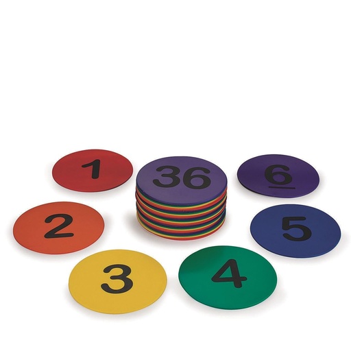 [BRSWIHQHBJ6RAEDE] S&S Worldwide Spectrum 5" Numbered, Anti-Skid, Soft Round Vinyl Spot Markers for PE / Gym Classes, Class Room Activities and Games, Assorted Colors. Pack of 36.