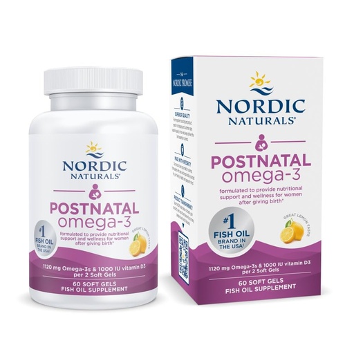 [BRSWKZY5CJ7AY2T4] Nordic Naturals Postnatal Omega-3, Lemon - 60 Soft Gels - 1120 Total Omega-3 + 1000 IU Vitamin D3 - Formulated for New Moms; Supports Optimal Wellness, Positive Mood, Healthy Metabolism - 30 Servings