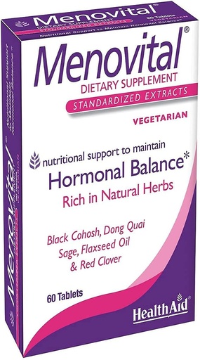 [BRSWIHAGOB5RYD3Y] HealthAid Menovital – Twice-Daily Herbal Supplement for Hormonal Balance Support | 60 Vegetarian Tablets | Non-GMO & Gluten-Free