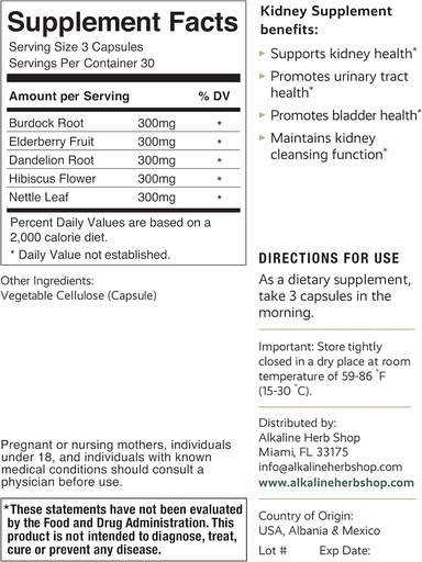 [BRSRMCT5AQPWE2QY] Alkaline Herb Store Kidney gehigarria 90 kapsulak