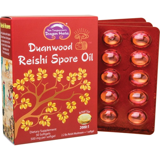[BRSWIEIGCEMWECT6] Dragon Herbs - Duanwood Reishi Spore Oil Softgel Capsules - 30 Softgels, 500 mg Each