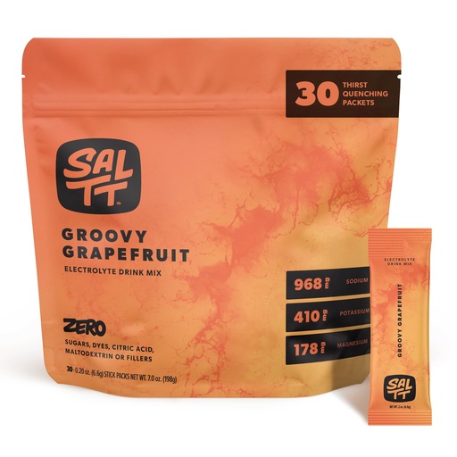 [BRSRAA37OV5RSC3G] SALTT Electrolytes Powder Flavored Drink Mix - Groovy Grapefruit - 30 Hydration Packets - Magnesium, Potassium, Sodium, Trace Minerals - Zero Sugar & Gluten Free - Travel Essentials