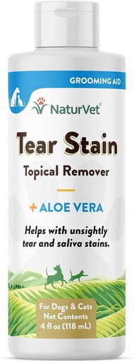 [BRSWIZAGONYW2CDA] NaturVet – Tear Stain Topical Remover Plus Aloe – 4 oz | Eliminates Unsightly Tear & Saliva Stains | Gentle, Water-Based Formula | for Dogs & Cats