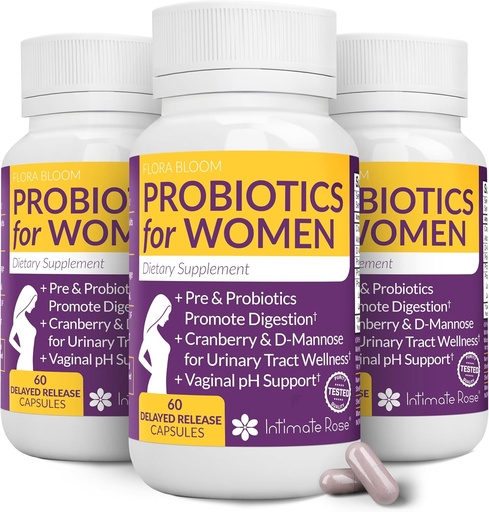 [BRSW2CYEBEHGMEY3] Probiotics for Women- 3 Pack(180 Capsules) - Ultimate Flora Bloom Probiotic Supplement for Women - Healthy Vaginal Odor Probiotic - Formula for pH Balance, UTI, BV & GBS Relief