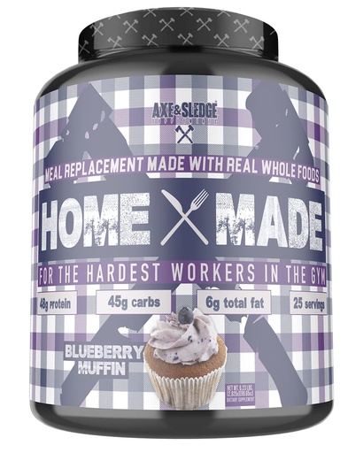 [BRSWYAIZAAIWKCAV] Axe & Sledge Supplements Home Made Whole-Foods-Based Meal Replacement Powder with Digestive Enzymes, Protein, Carbohydrates, and Fats, 25 Servings, Blueberry Muffin