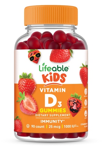 [BRSWYHA3DIBAKDQ4] Lifeable Kids Vitamin D Gummies | Vitamin D3 1000iu | Great Tasting Vitamin D3 Gummies | D3 Vitamin for Strong Healthy Bones and Immune Support | Vitamin D for Kids, Boys, Girls | 90 Gummies