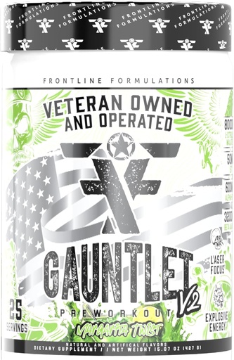 [BRSROZIKCAJWMCT3] Gauntlet Pre-Workout Powder, Workout esplosivi, Laser Focus, Mid Stim, Amazing Flavor, Veteran Owned and Operated (25 Servings, Margarita Twist)