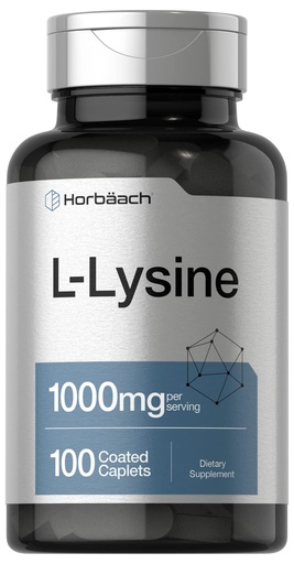 [BRSRMZD5BAHQMFA2] Horbäach L-Lysine 1000mg | 100 Coated Caplets | Free Form Dietary Supplement | Essential Amino Acid | Vegetarian, Non-GMO, and Gluten Free Formula