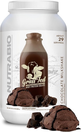 [BRSWKYTZCIPRKCI7] NutraBio Grass Fed Wei Isolaat Proteïne Poeder - 25G eiwit per scoop - Suikervrij natuurlijk Lean Muscle Proteine Supplement - Chocolate Mikshake - 2 pond, 29 porties.