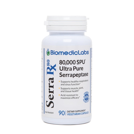 [BRSWG2TYAEGQ2DY7] Serra-RX 80,000 SPU Serrapeptase - Acid-Resistant Proteolytic Systemic Enzyme, Non-GMO, Gluten Free, Vegan, Supports Sinus & Lung Health, 90 Veg Capsules