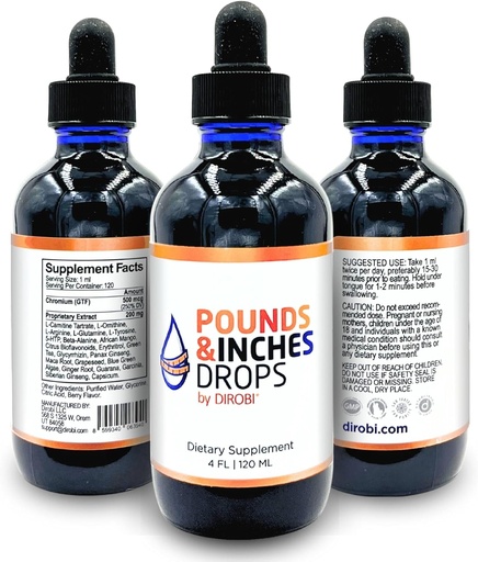 [BRSW2HYOAV6AY23B] דיבי פאונד ו-Inches Weight Management Drops, תוספת נוזלית לנשים וגברים, Diet-Pill Alternative with Delicious Blueberry Flavor