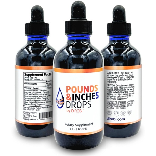 [BRSW2HYOAV6AY23B] Pounds and Inches Weight Management Drops, Liquid Supplement for Women and Men, Diet-Pill Alternative with Delicious Blueberry Flavor