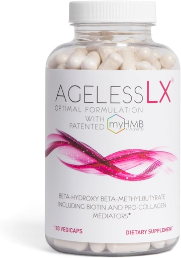 [BRSW2ZL2BZ7BAH3P] Suplementos de HMB AgelessLX para mujeres - Colagen Enhancer Capsules - Anti-Aging for 40 + Lean Muscle Builder - Biotina, Vitamina D3 K2 Suplemento para la piel juvenil - 60 Servings