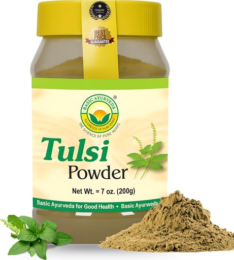 [BRSRO2YEBUBRYEYZ] BASIC AYURVEDA Tulsi Powder – 7.05 Oz (200g) ) Holy Basil Leaf Powder for Tea, Skin Care ' Hair | Supports Detox, Natural Energy, Daily Balance - Non-GMO, Vegan, Gluten-Free