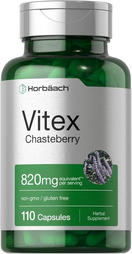 [BRSRAY37OYCGKETJ] Horbäach Vitex Berry 820mg | 110 капсул | Добавка к столовой ягоде для женщин | Agnus-Castus Fruit | Non-GMO, Gluten Free