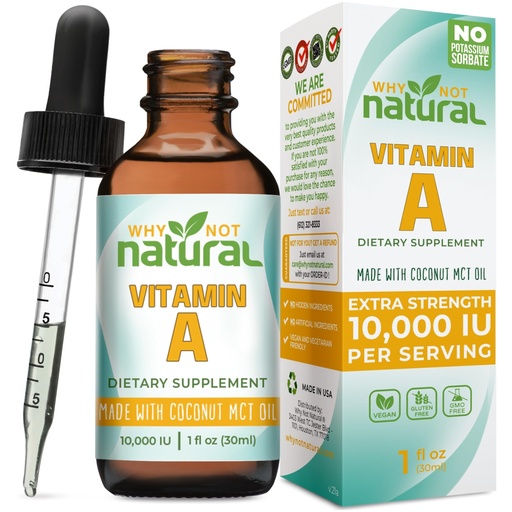 [BRSW2H3QPIIRMELA] Why Not Natural Vitamin A Drops 10000 IU - Liquid retinyl Palmitate with Coconut MCT Oil, Vegan VIT A Supplement for Skin - 1 oz sublingual Tincture