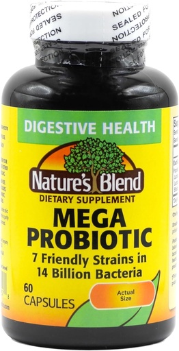 [BRSWECQRBB7GKFI2] Natures Blend Mega Probiotic Capsules, 60 Conde Per Bottle