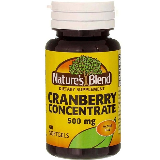 [BRSWGZQCBYHROETJ] Nature's Blend Cranberry Concentrate 500 mg Soft Gels - 60 ct, Pack of 3
