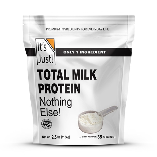 [BRSROBA3OUJQ4FLL] It's Just! - Total Milk Protein Concentrate Powder (Contains: 80% Casein / 20% Whey), Heavy Metal Tested, No Added Flavors, Non-GMO, Gluten Free (2.5 Pound, Unflavored)