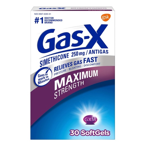 [BRSWGAT3PMAQ2CQ2] Gas-X Maximum Strength Gas Relief Softgels with Simethicone 250 mg - 30 Count