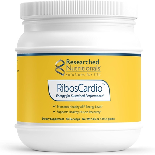 [BRSWIZAOAYIAAAIV] Researched Nutritionals RibosCardio ATP Energy Powder - D Ribose & L Carnitine Supplement with Magnesium, Malic Acid - Supports Muscle Recovery, Heart Health & Brain Health (41.4 g)