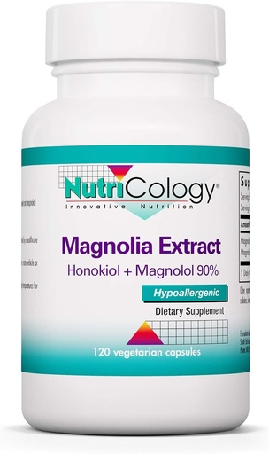 [BRSWIZ3YOR5R4HIV] Nutricology Magnolia Extract Supplement - Stress & Sleep Support, Magnolia Bark, Honokiol, Magnolol, Cortisol Manager, Vegetarian Capsules - 120 Count