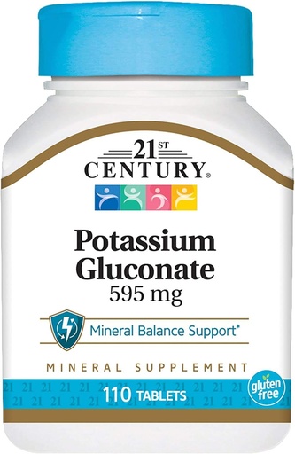 [BRSWKHQTAUNBAH33] 21st Century, Potassium Gluconate, 595 mg, 110 Tablets