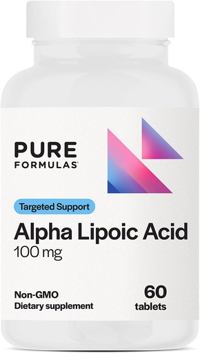 [BRSROATRDMFBUDTL] PureFormulas Alpha Lipoic Acid 100 mg ALA Supplement für Leberunterstützung, Antioxidantien, Nerve, & Cardiovascular Health Acido Alfa Lipoico 100mg Neuropathie Supplement Non-GMO 60 Tabletten