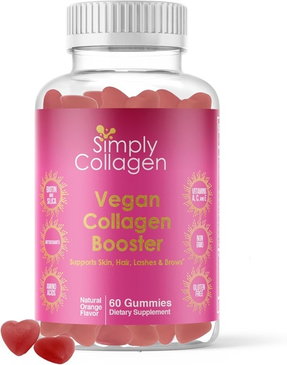 [BRSRMCYPA4BR4F32] Simply Collagen® Vegan Collagen Booster Gummies for Women & Men - Promotes Youthful & Beautiful Skin, Hair, Nails & Lashes - Key Amino Acids & Antioxidants with Biotin, Vitamins A,C, & E