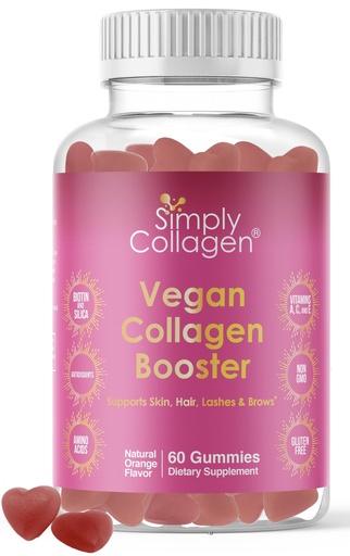 [BRSRMCYPA4BR4F32] Simply Collagen® Vegan Collagen Gummies for Women & Men – Plant Based Collagen with Biotin, Vitamins A, C & E – Collagen Booster for Skin, Hair, Nails & Lashes