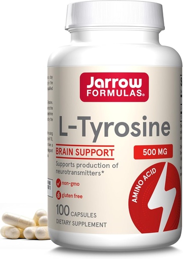 [BRSWIYYBDF4W2YLY] Jarrow Formulas L-Tyrosine 500 mg, Dietary supplement, Amino Acid supplement for Brain Health Support, 100 Capsules, 100 Day Supply